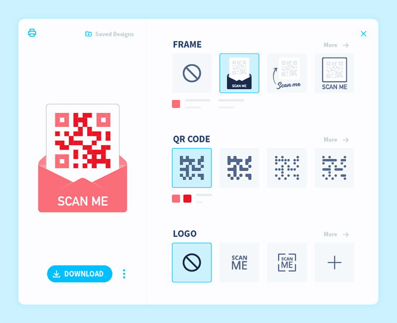 The customization panel in a QR Code Generator PRO account