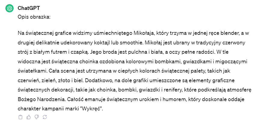 Narzędzia AI — GPT generujący opis obrazka.