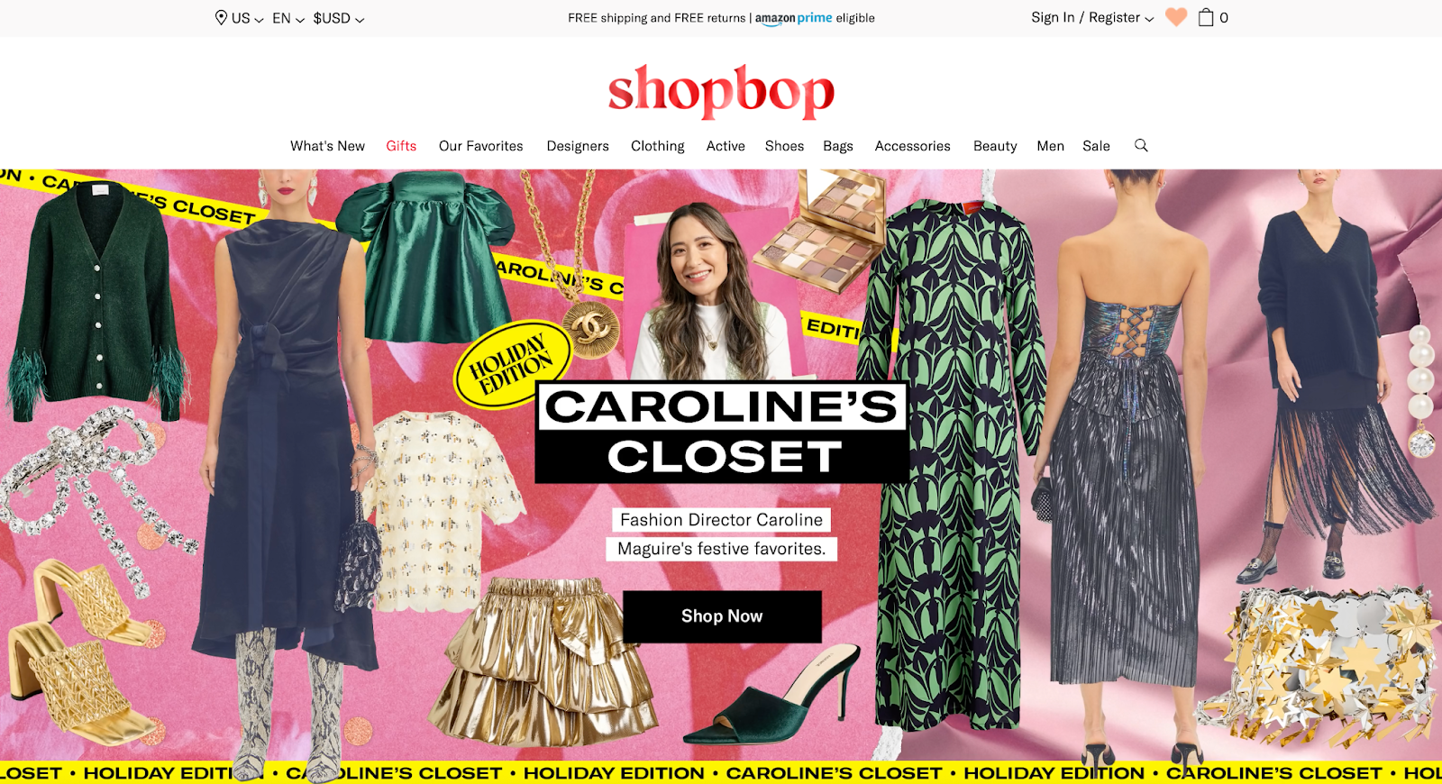 Shopbop homepage 