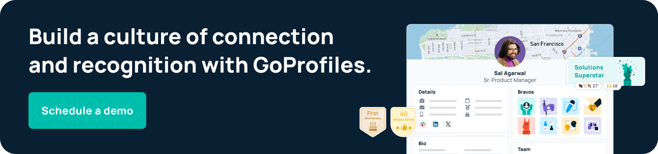 GoProfiles peer recognition software - schedule a demo
