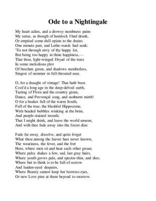 Ode to a Nightingale: John Keats