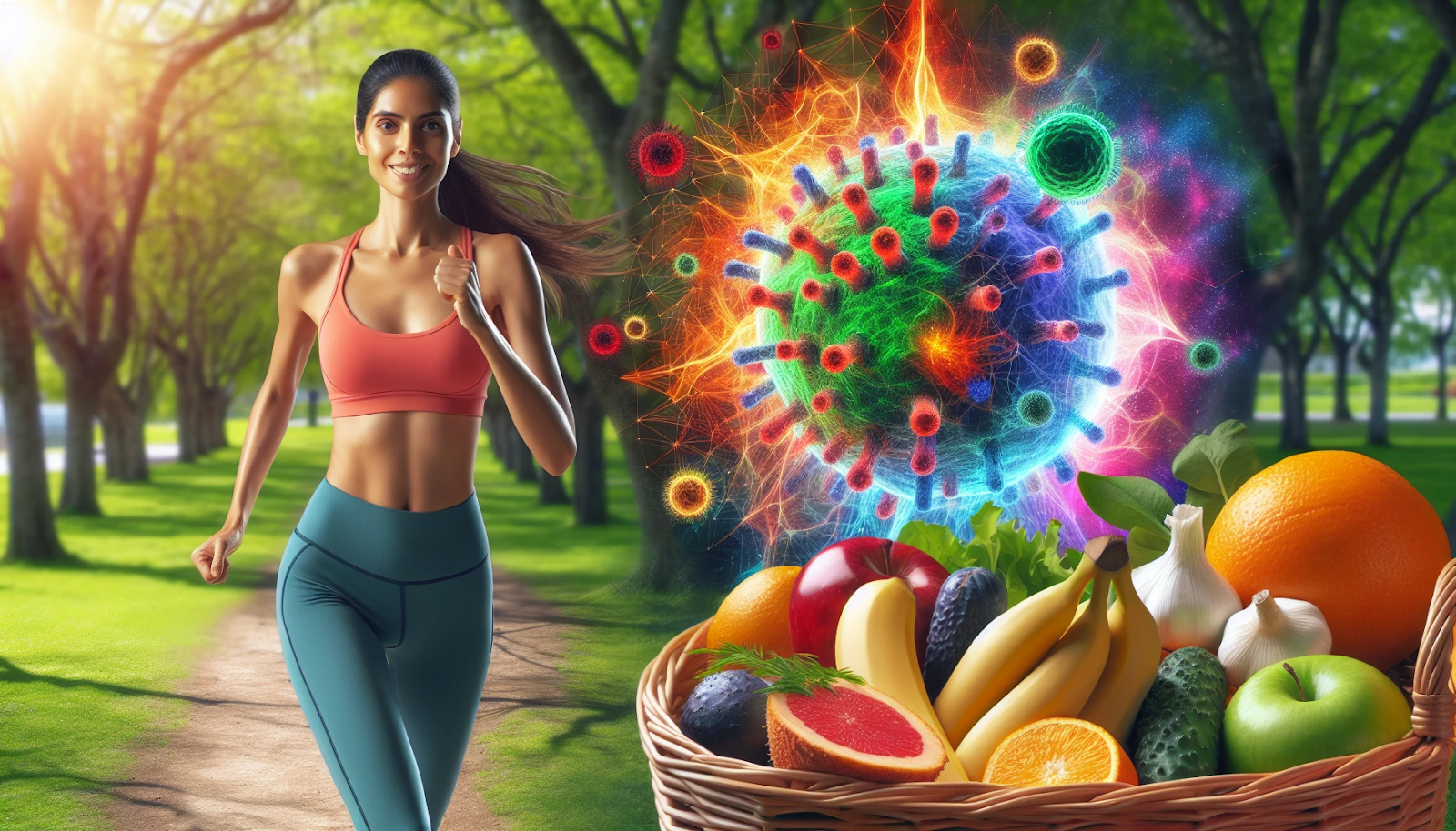 Illustration of healthy diet and exercise