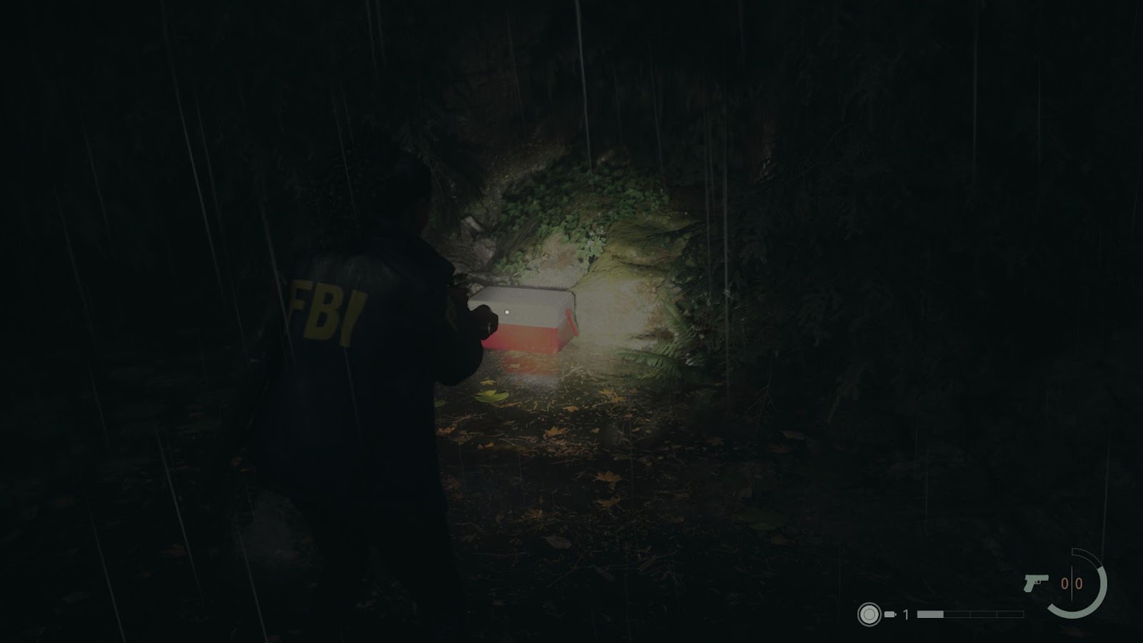 An in game screenshot of the coolers with supplies from Alan Wake II. 