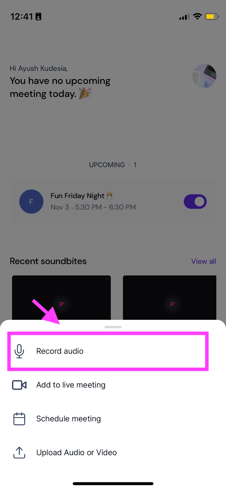 How to record a voice note on iPhone - Record audio in Fireflies mobile app