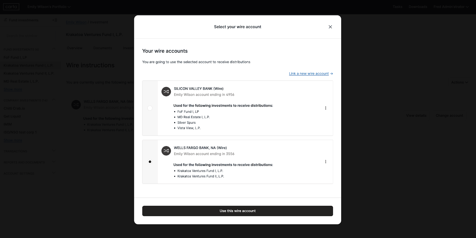 How to Add Wire Instructions for Limited Partners