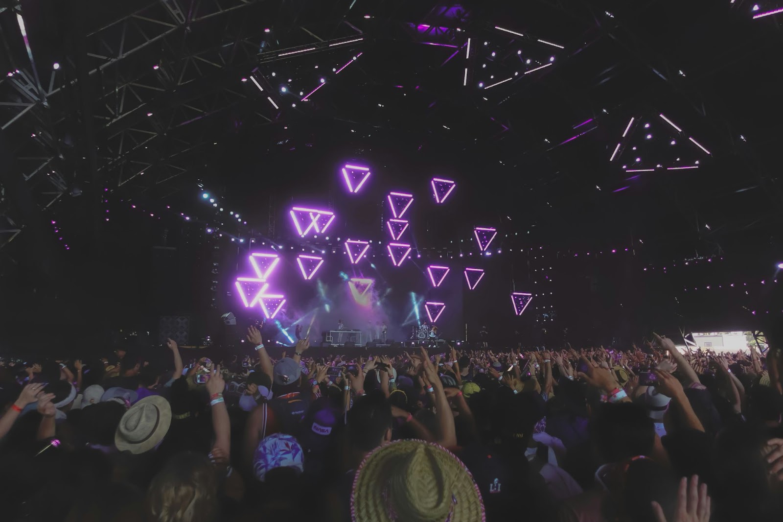 People partying during the A DJ playing music during the Coachella Music Festival 2024.