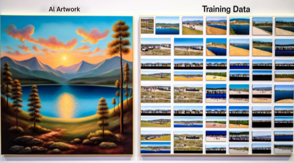 A sample AI Artwork and its training data