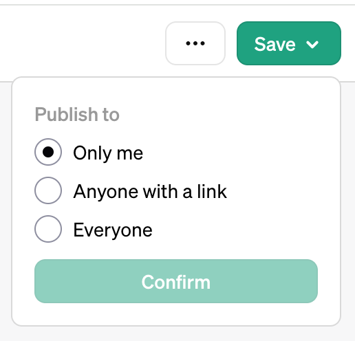 publish setting button