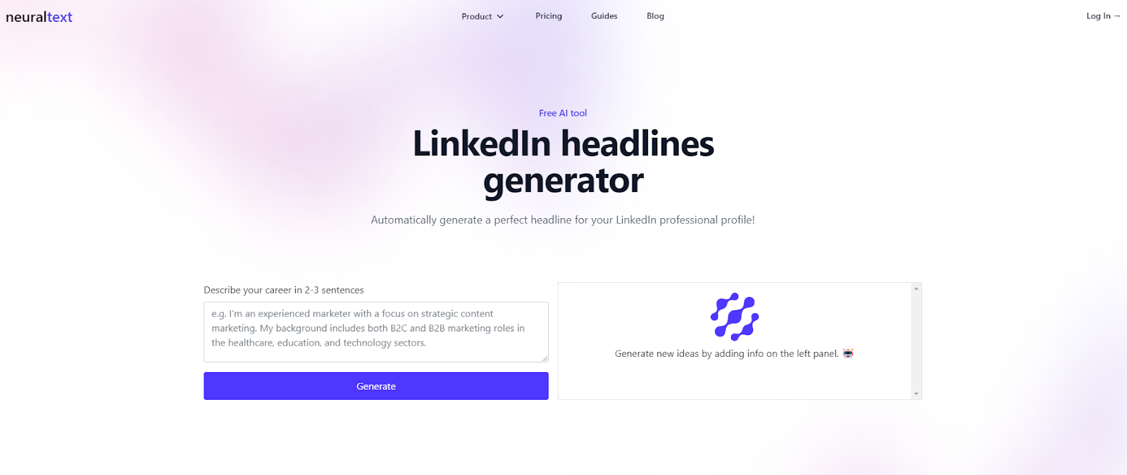 NeuralText LinkedIn Headline Generator