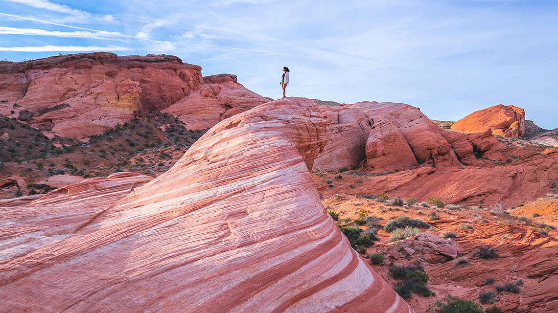 The Valley of Fire is the oldest state park in Nevada. It is situated approximately 53 miles northeast of Las Vegas. This is a wonderful natural area full of amazing red rock structures and scenic hiking trails