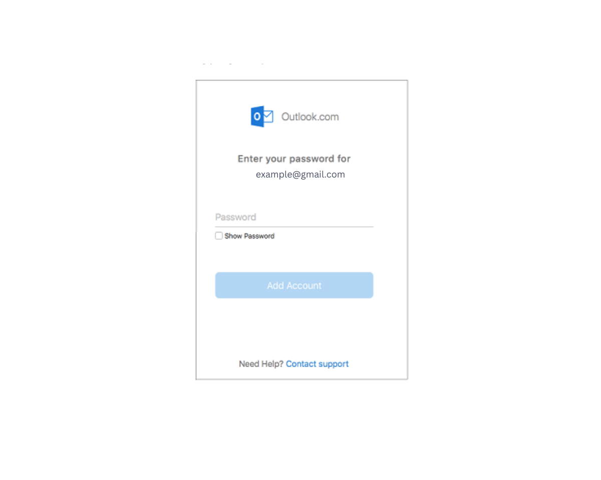 Enter your password for example@gmail.com then ente a password