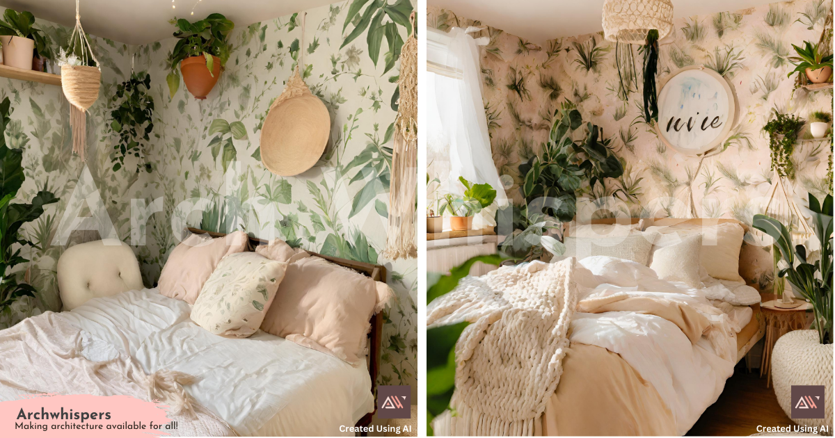 Dreamy Decoration Ideas for Bedrooms Using Botanical Print Wallpapers