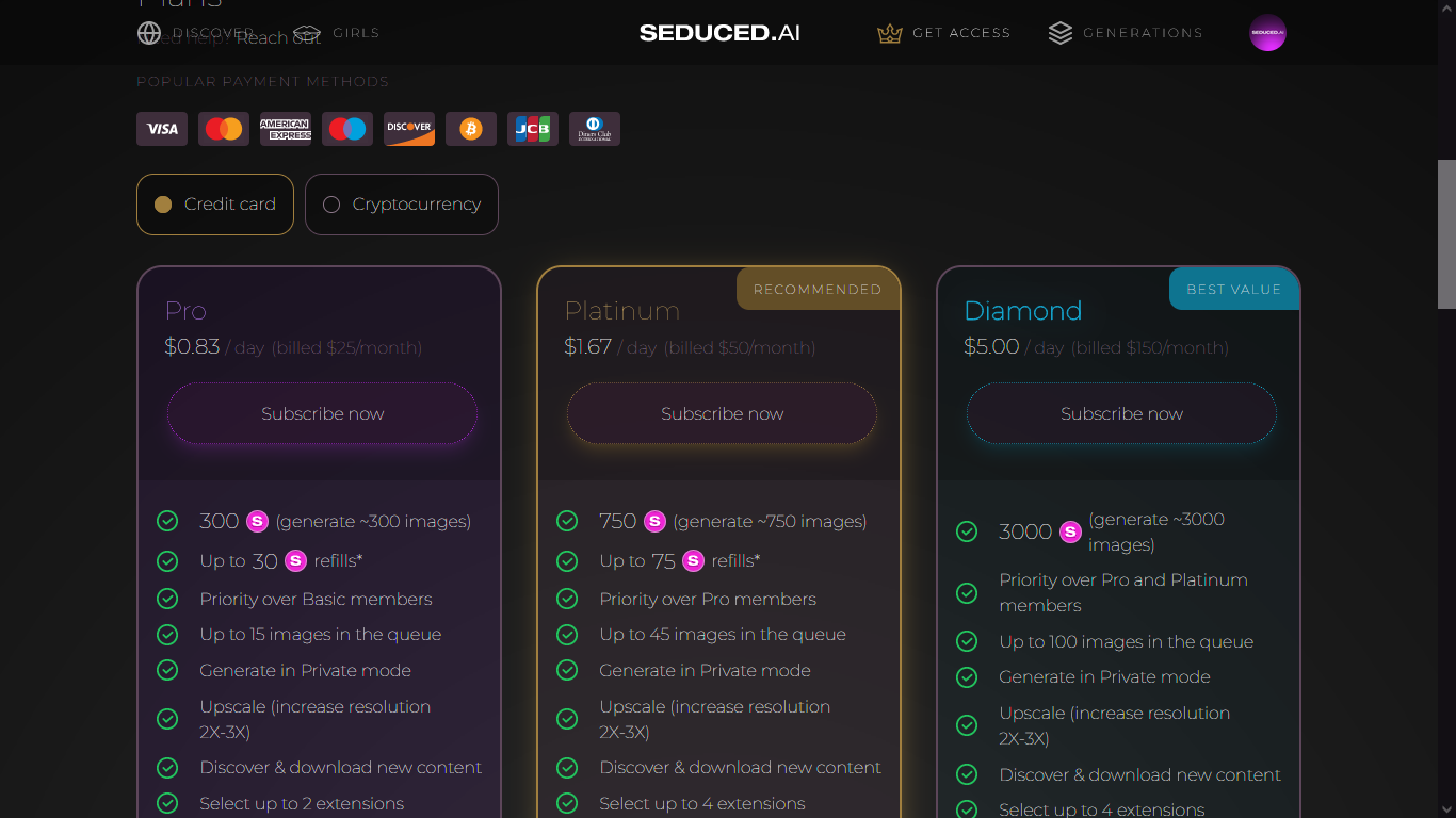 Seduced AI subscription plans