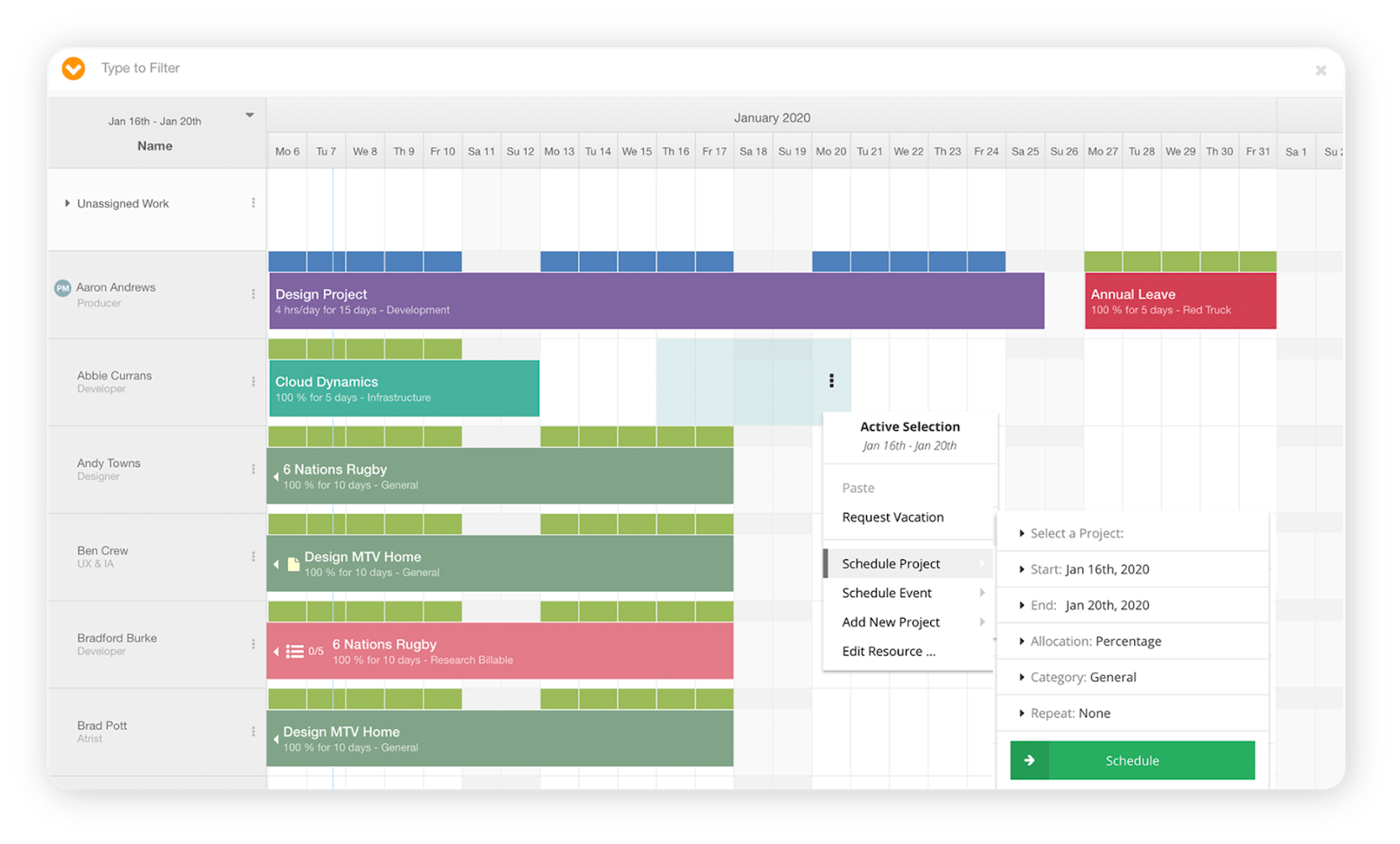 Hubplanner as a resource management tool