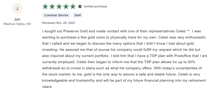 Preserve Gold complaints and reviews example