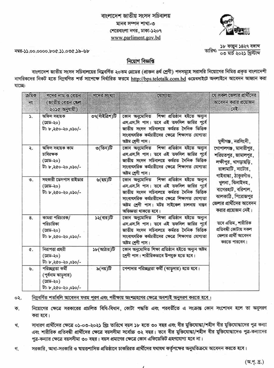 BPS-JOB-CIRCULAR-1-2021