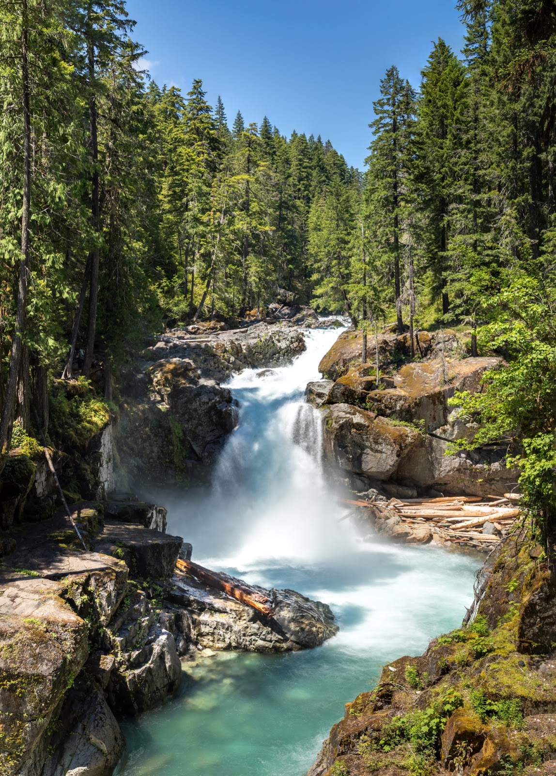 blue waterfall in national park