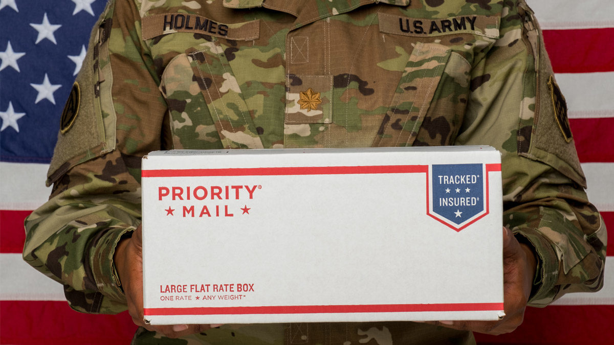 Soldier Receiving a Care Package