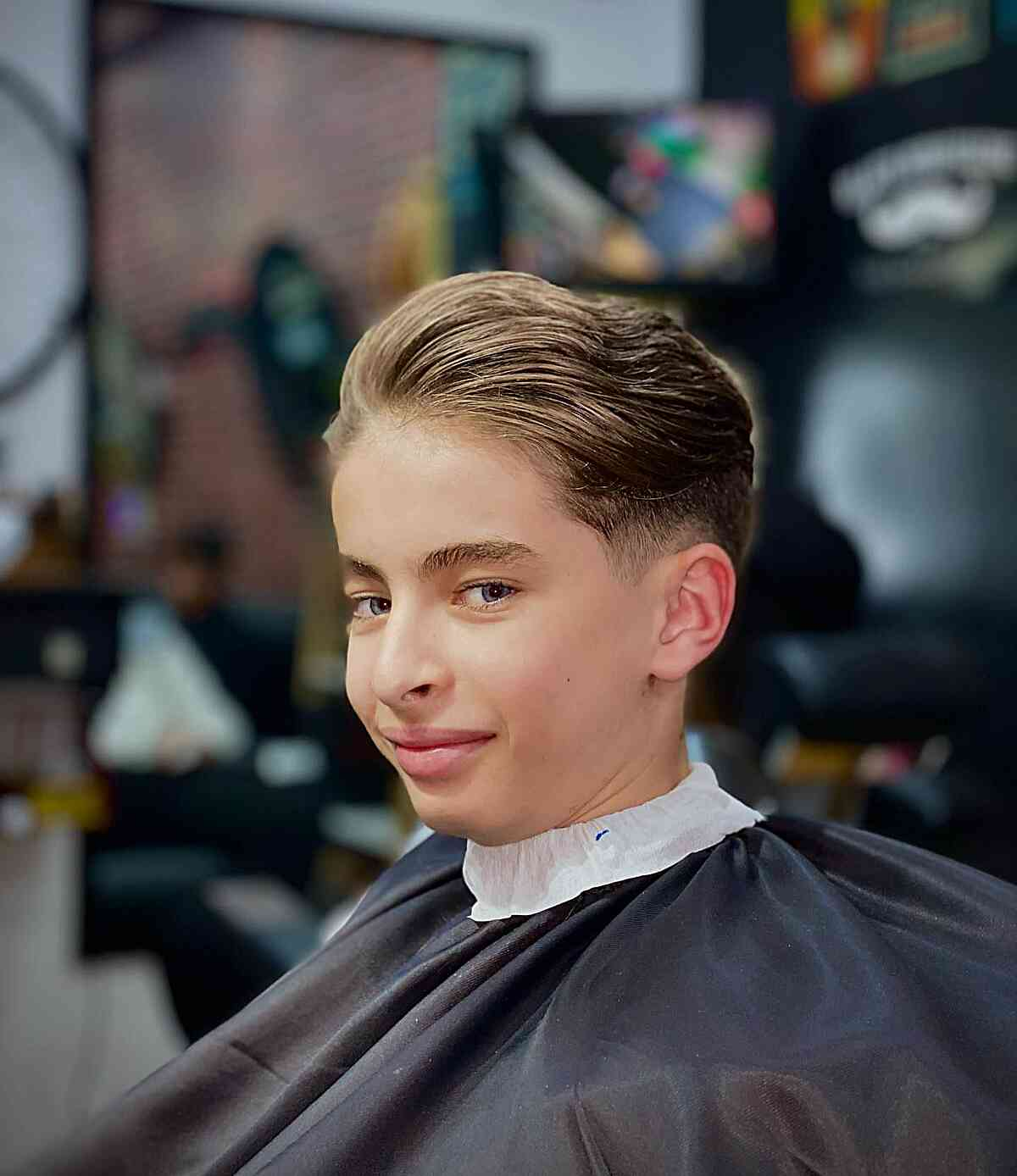 Boys haircut: Picture a little man getting a stylish haircut in a salon