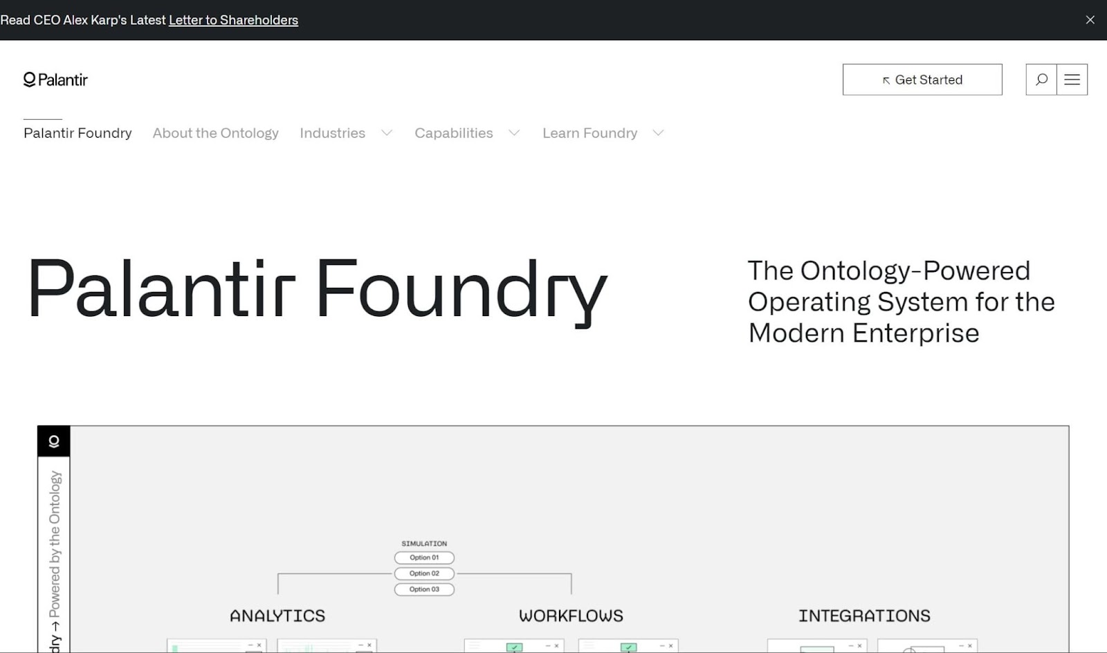 Screenshot of Palantir Foundry website