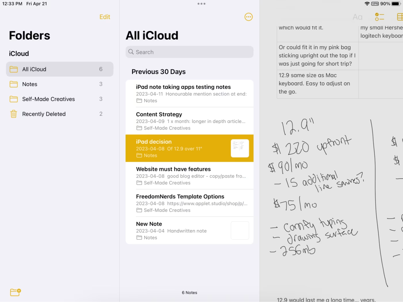 Apple Notes best note-taking apps for iPad in 2024