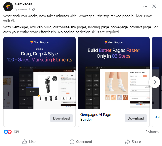 carousel ads on Facebook feed