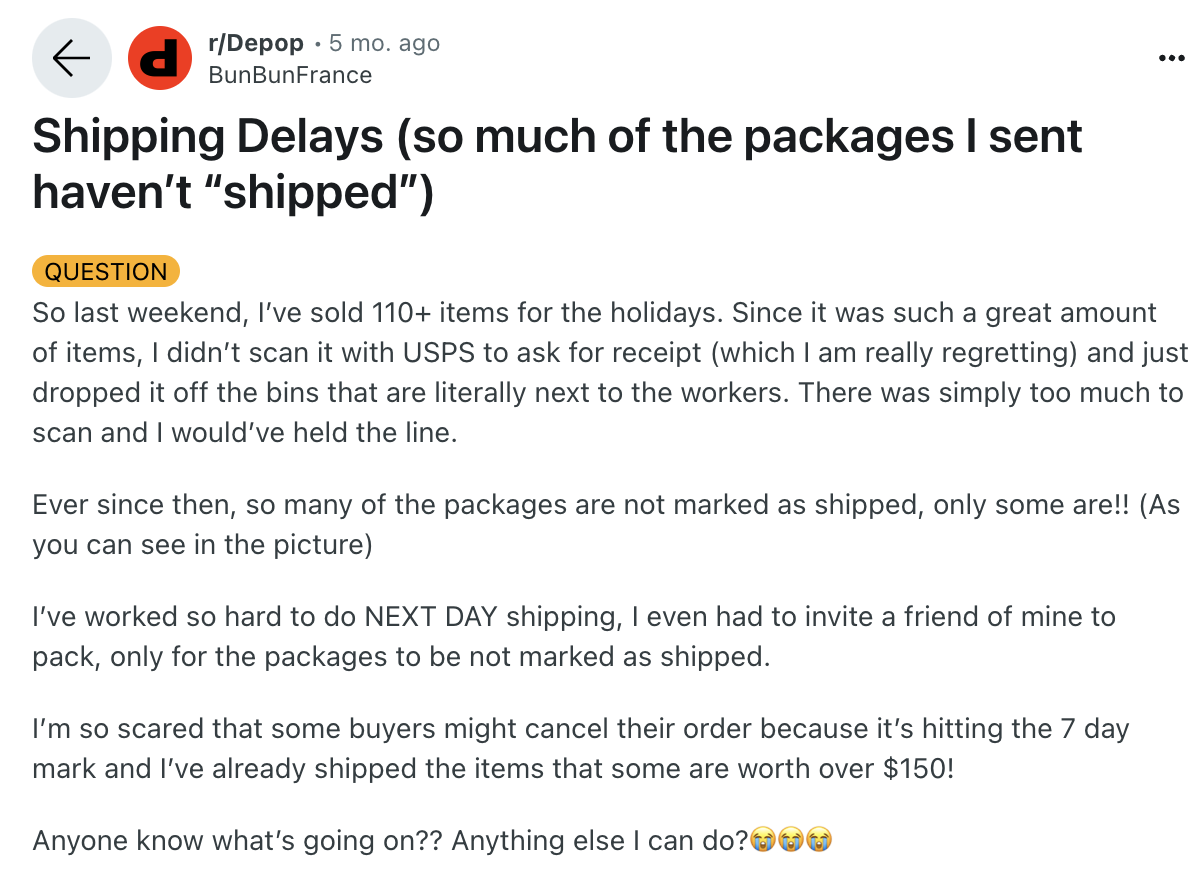 reddit shipping issue 
