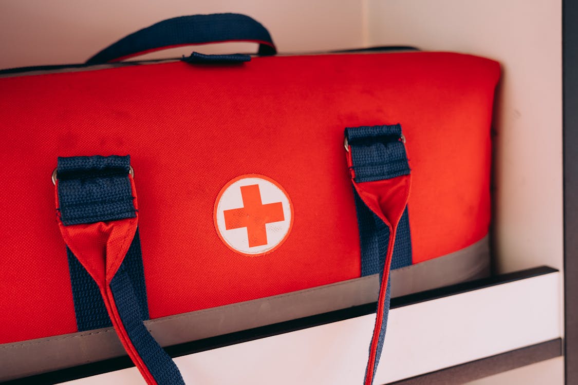 Free Close-up of a Bag with Emergency Aid Kit  Stock Photo