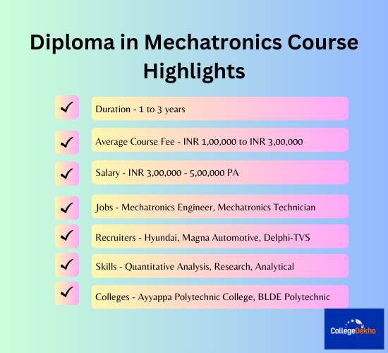 Diploma in Mechatronics Course Highlights