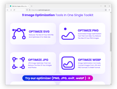 A screenshot of OptimizeImages website