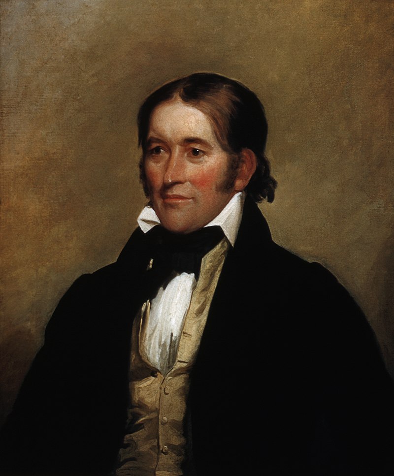 A painted portrait of Davy Crockett