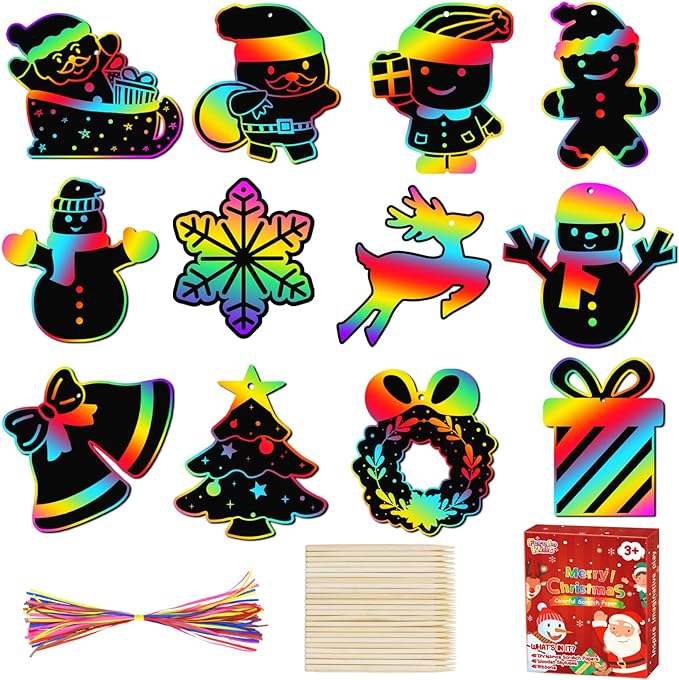 FEREDO KIDS Scratch Art Drawing Paper Set: Rainbow Scratch Art for