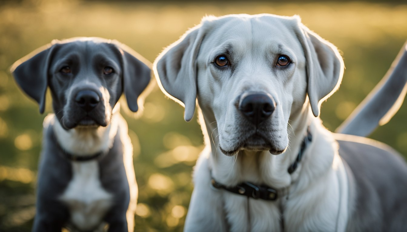 two rare silver labrador retrievers 