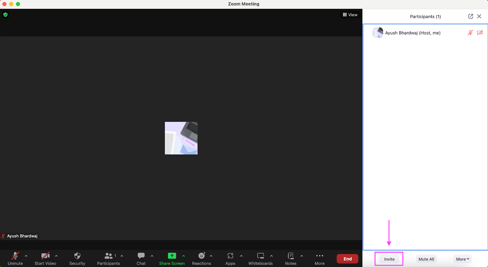 Create a Zoom meeting on desktop app - Invite participants to a new meeting