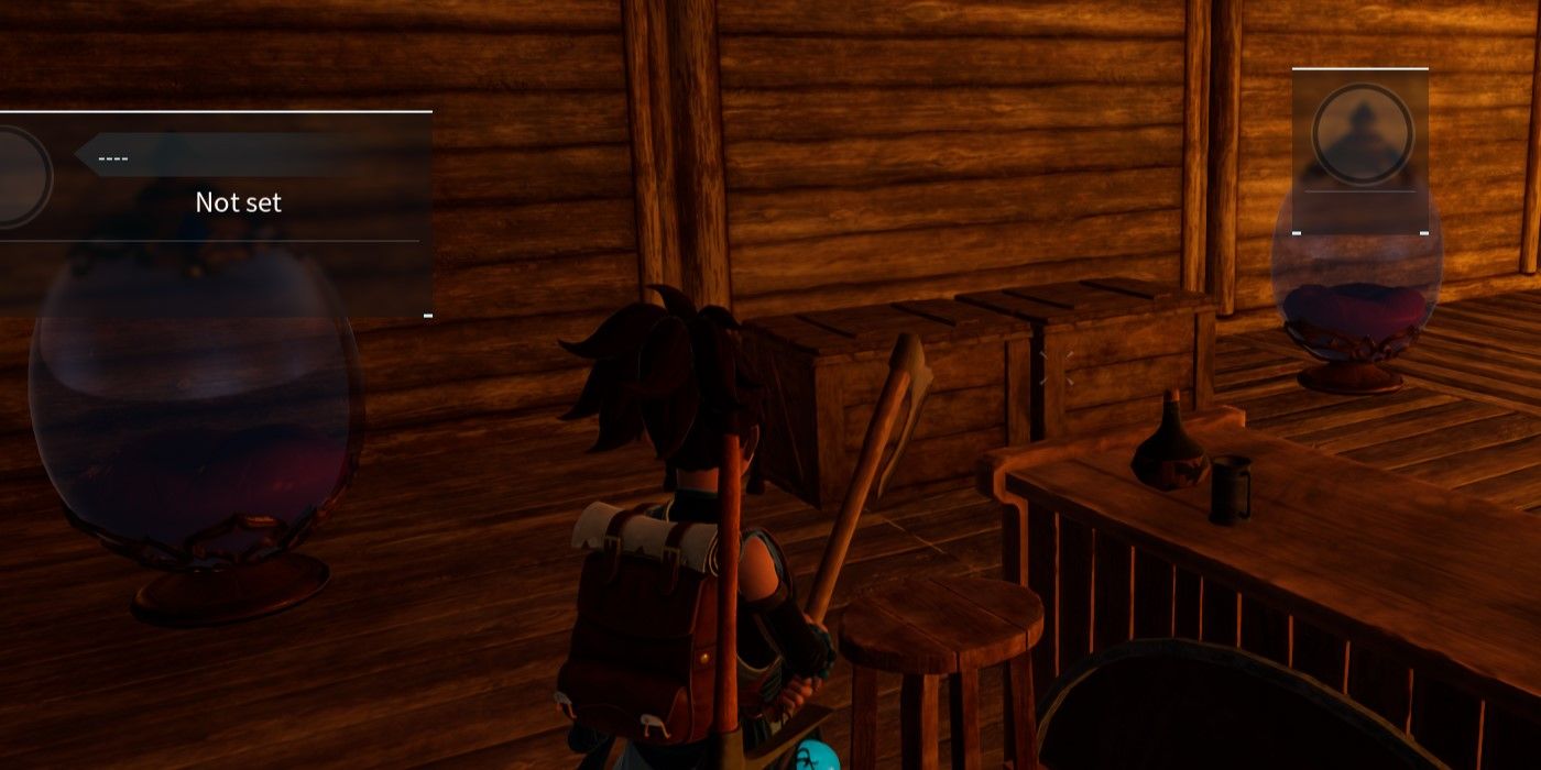 The Palworld character is showing off the egg incubators they built with Ancient Civilization Parts.