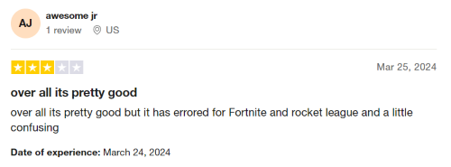 A 3-star Trustpilot review from a Buff user who likes the game overall but finds it glitchy and confusing at times. 