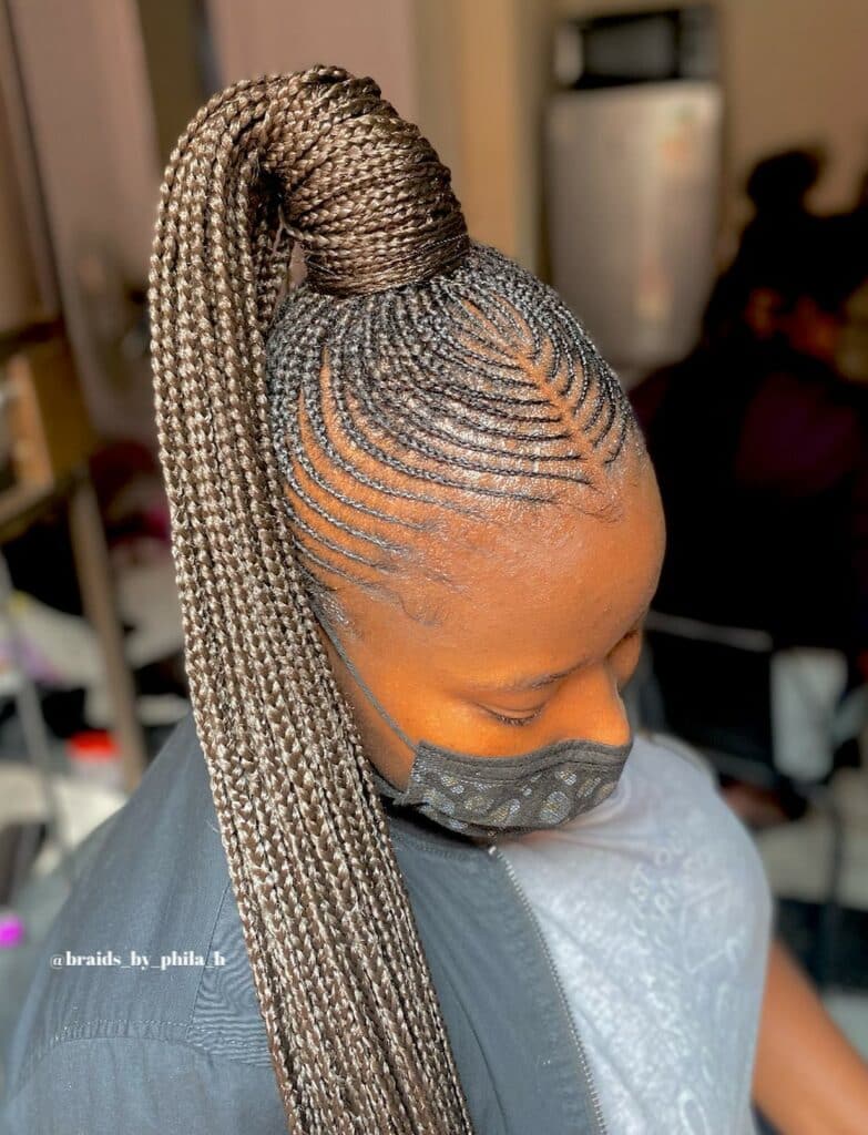 Brown Feed In Braids is a style with brown braids