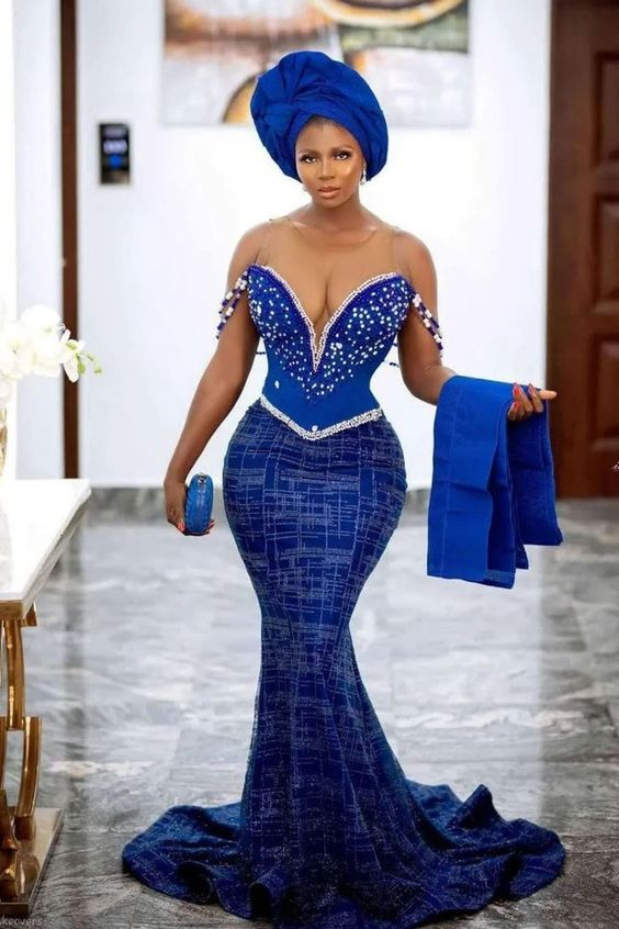 Picture of a woman in regal blue for Owambe