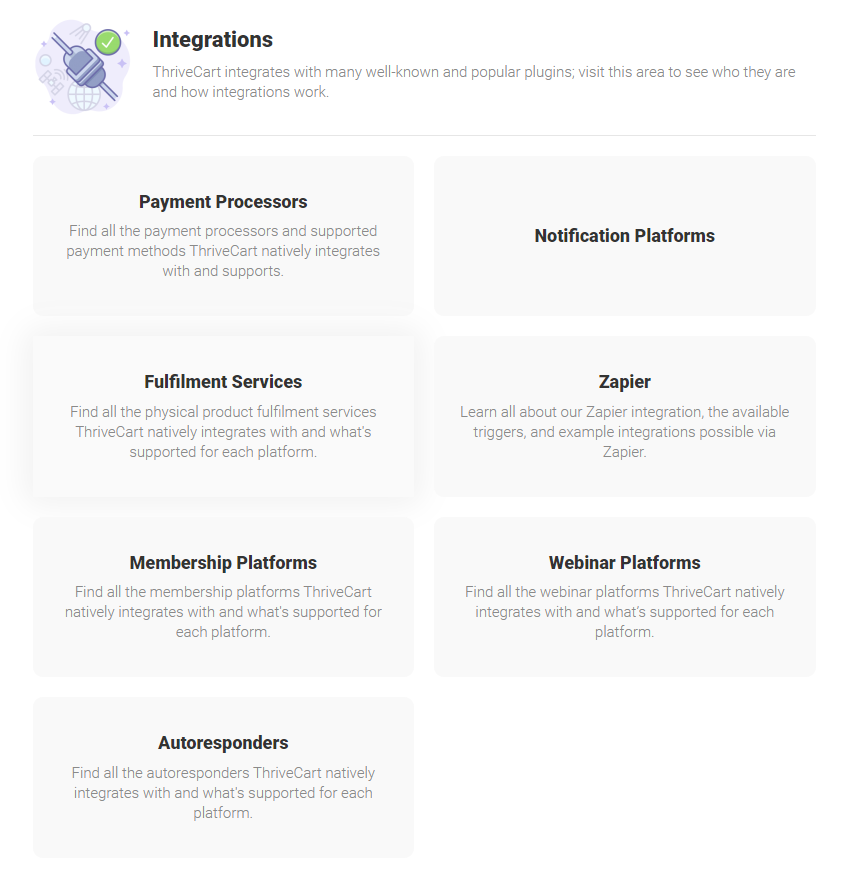 Powerful Integrations for ThriveCart