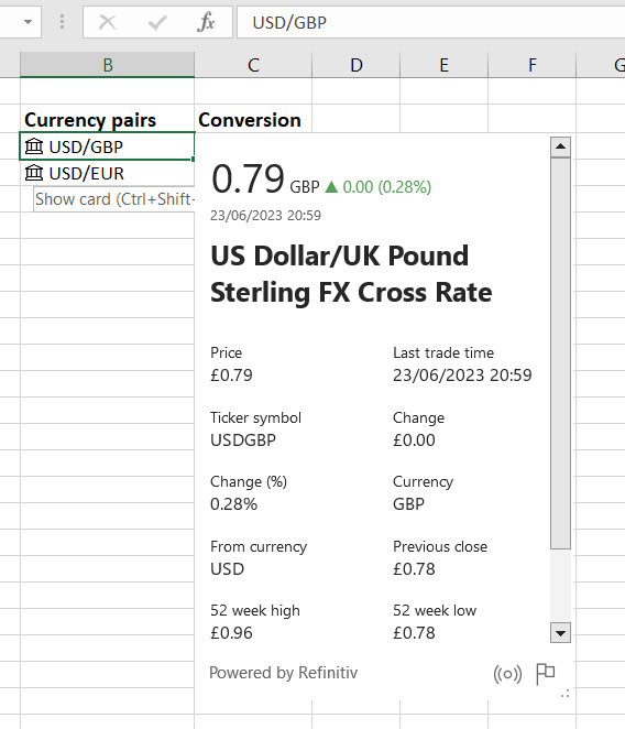 Getting real-time and historical exchange rates data in Excel