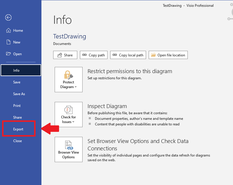 Visio Export Options and Compatibility