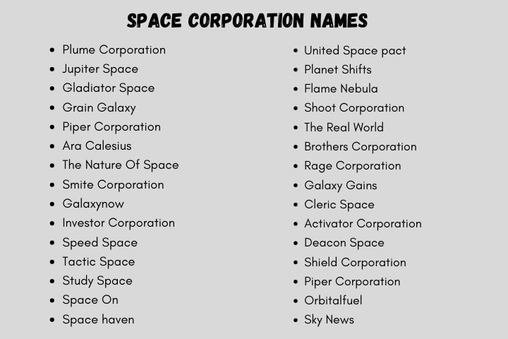 Space Corporation Names