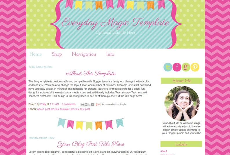 Everyday Magic teacher blog design template