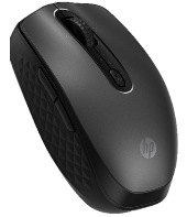 A black computer mouse on a black background

Description automatically generated