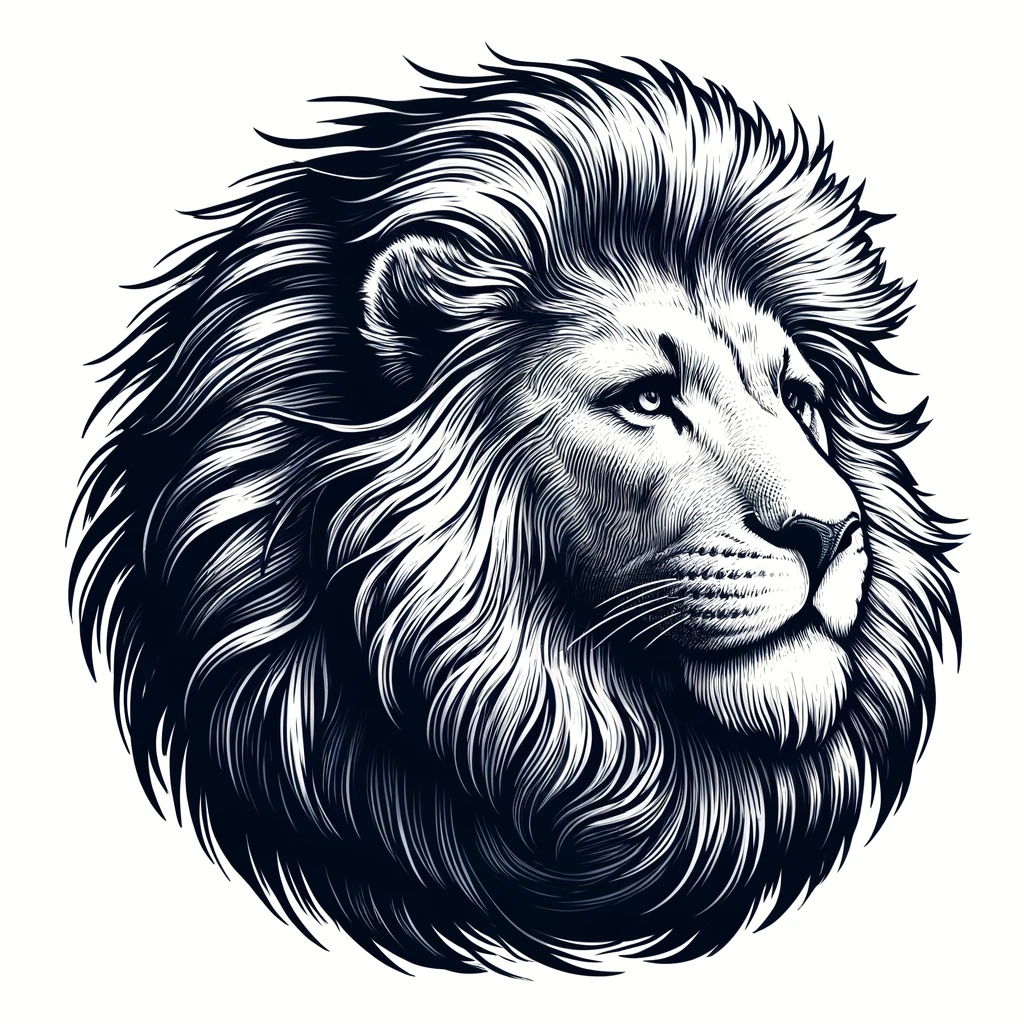 Black and white picture of a lion