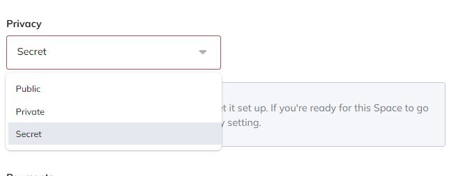 set access setting of a space