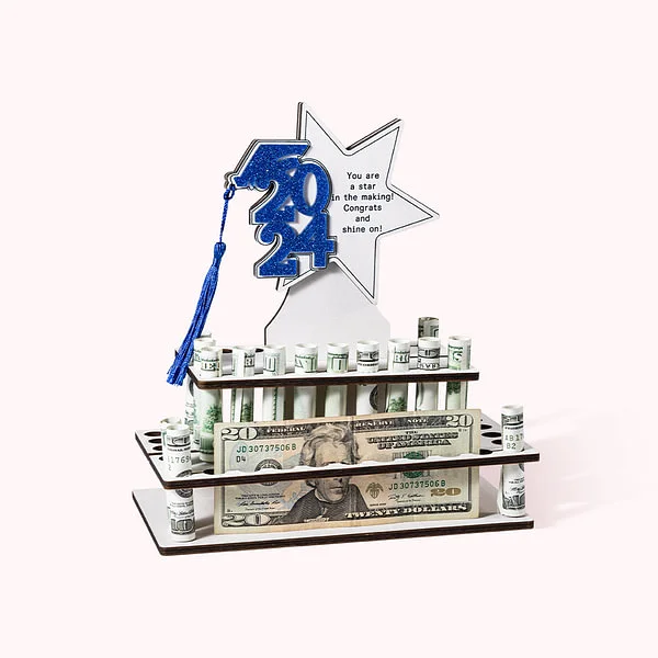 a cake-style money holder for graduation