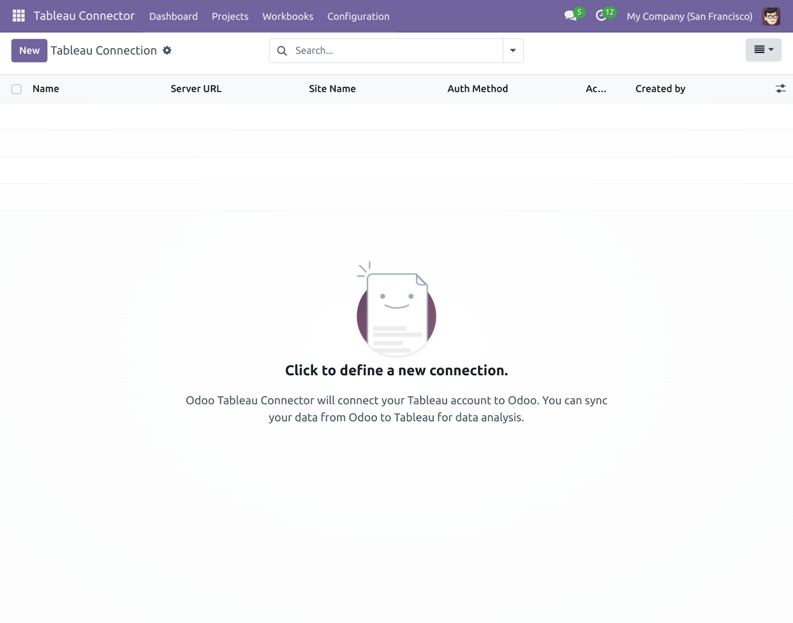 Odoo Tableau Connector new connetion 