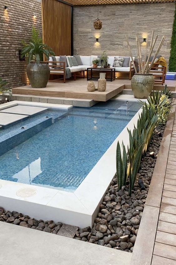 luxury outdoor living space with pool design