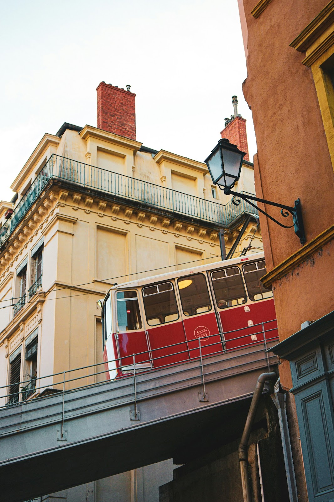 Travelers ascending the hillside on the Heidelberg funicular.